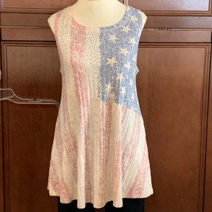 Vocal Studded USA Flag Knit Tank Top